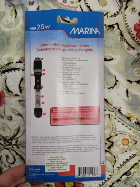 Submersible Aquarium Heater, Betta Fish Tank Heater, 25-Watt, 11230, Black
