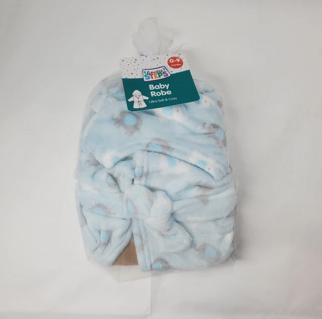 Gentle Steps NWT SZ 0-9 Months Light Blue Ultra Plush Soft Elephant Baby Robe
