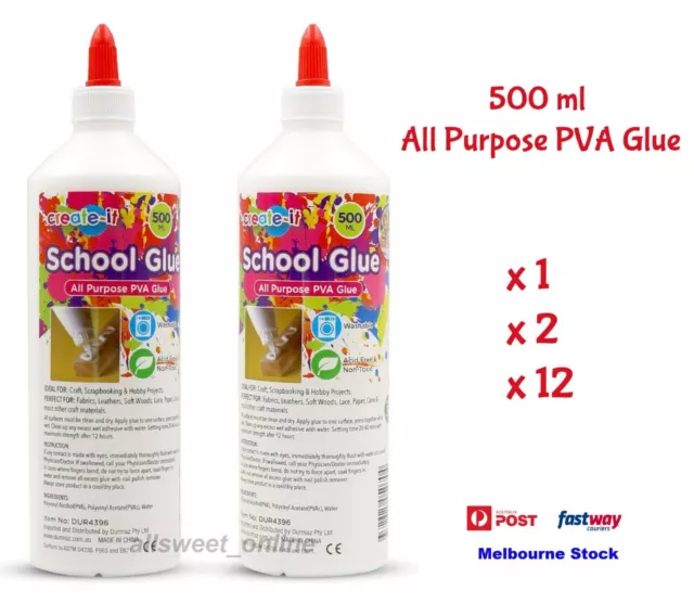 500ml PVA Glue All Purpose For Slime Make Craft Non Toxic Washable Scrapbook