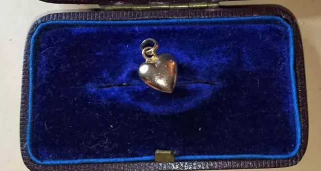 Victorian Tiny 9 Carat Gold Puffy Heart Pendant