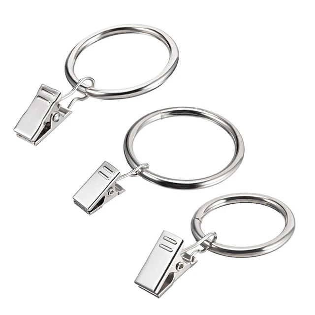 Curtain Clip Ring with Hooks Metal Drapery Ring for Window Curtain Rod 30/50pcs