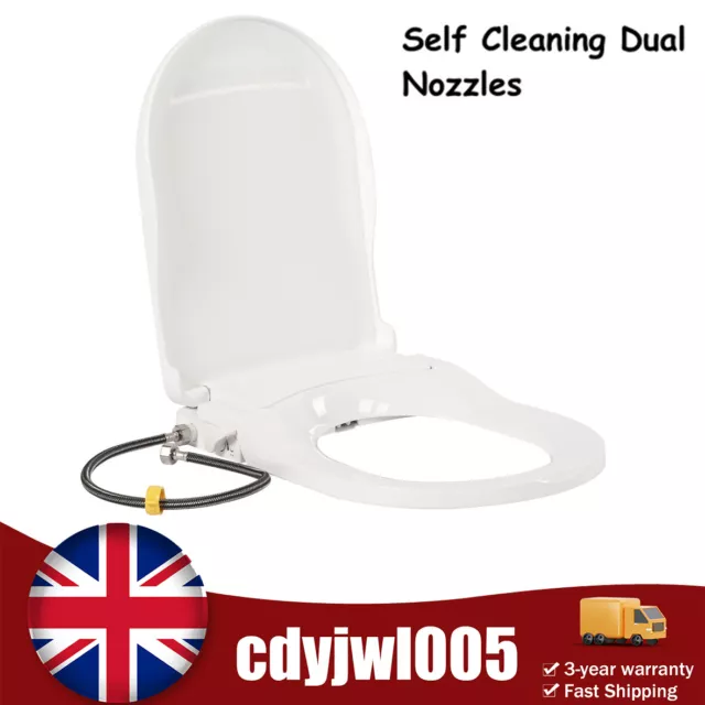 Non-Electric D-Shape Bidet Toilet Seat PP with Dual Nozzle Fresh Water Spray Kit