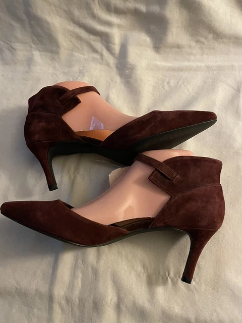 NWT H By Halston Women's Laurie Suede Merlot High Heel Shoes  sz. 9 M