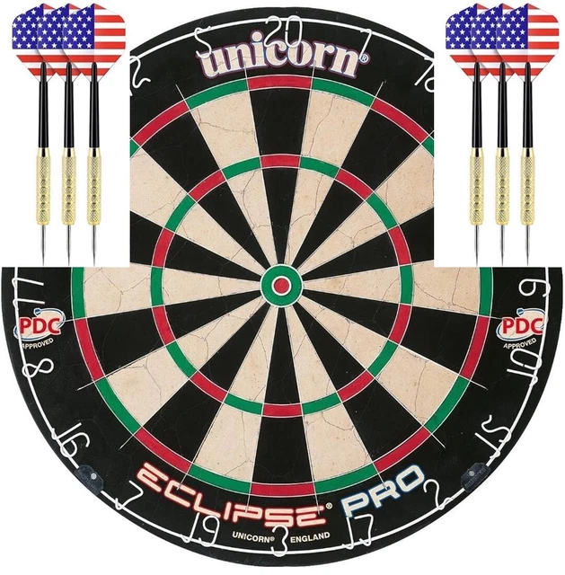 UNICORN ECLIPSE PRO PDC Borsten Dartboard + 6 Darts Set Inc