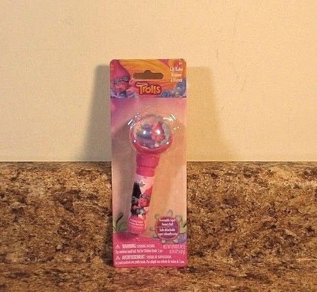 Dreamworks Trolls Berry Flavored Lip Balm With Super Bouncy Ball NEW