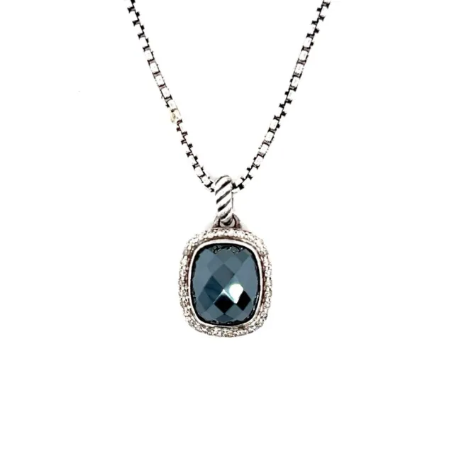 D.Y. 925 Hematite/Diamonds Pendant Necklace