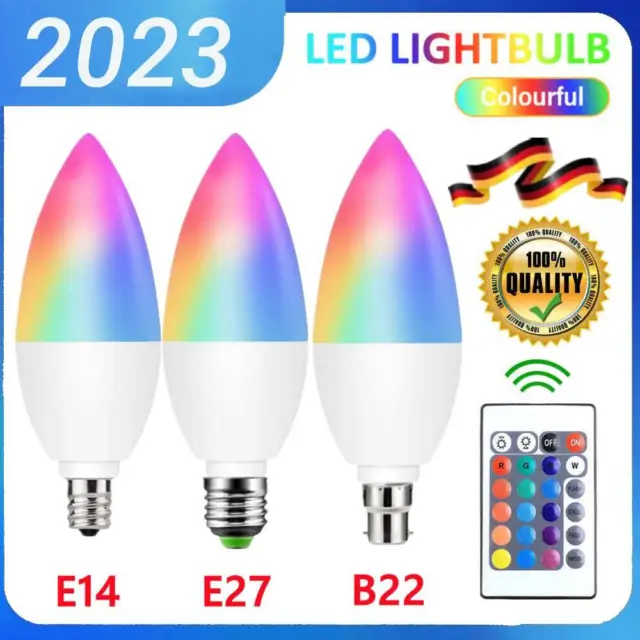 Smart LED Light Bulb E14 E27 B22 Candle RGB Remote Control DE Free Shipping
