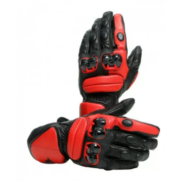 Guanti pelle lunghi moto Dainese Impeto rosso black red gloves sport