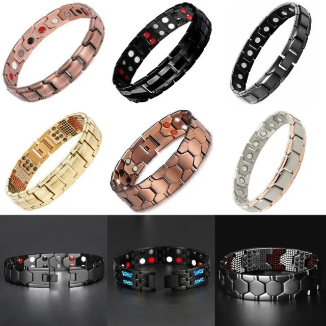 Mens Womens Magnetic Bracelets Therapy Weight Loss Arthritis Health Pain Relief 2