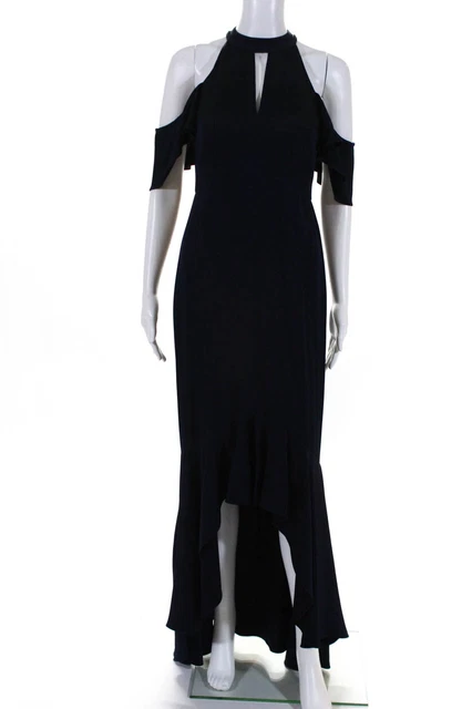 Shoshanna Midnight Womens Key Hole Neck Montrose Gown Navy Blue Size 2 10553834