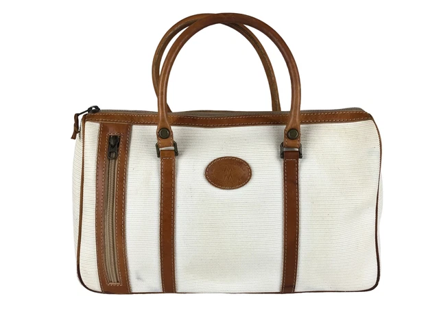 Mary Ann Rosenfeld Womens Beige Brown Zipper Pocket Double Handle Duffle Bag