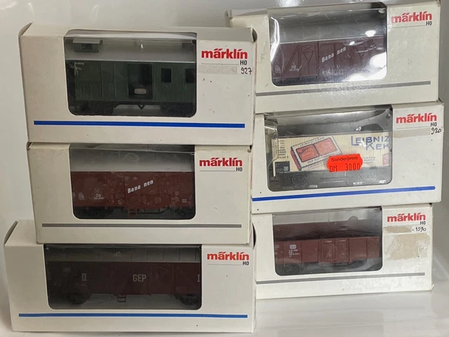 Lot De 6 Wagons De Marchandises Hornby/AC HO, échelle HO, Plastique, Années 70
