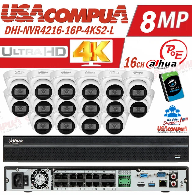 DAHUA 16CH NVR Security IP Camera System 4MP Kits IPCHDW1431T1AS4
