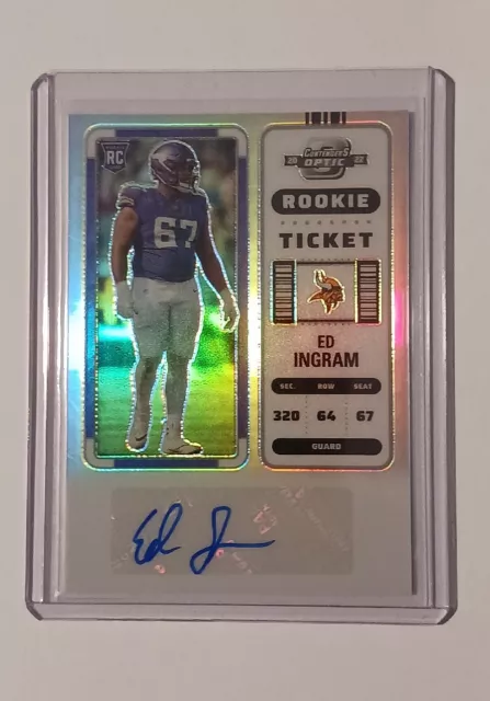 2022 Panini Contenders Optic Rookie Ticket #163 Ed Ingram RC AUTO VIKINGS