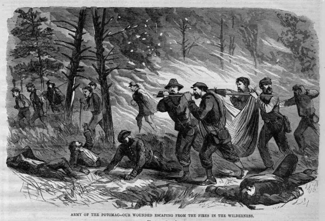 Wounded Soldiers Escape From Wilderness Fires 1864 Civil War Battle History
