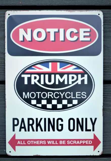 Triumph No Parking Only Metal Garage Sign Wall Plaque Vintage mancave A4