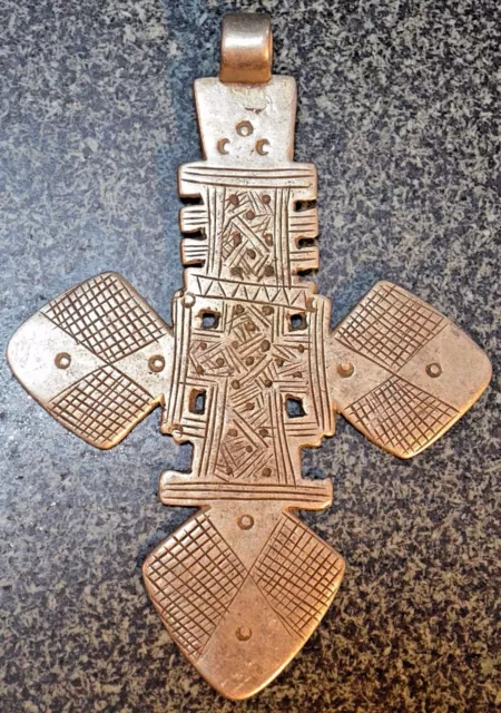 Antique Ethiopian Orthodox Coptic Christian Cross Pendant Amulet Ethiopia Africa