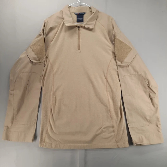 5.11 Tactical Shirt Mens L Beige Rapid Assault Long Sleeve Shoulder Pockets