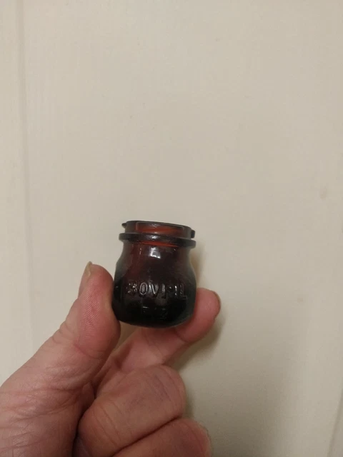 tiny vintage Bovril bottle/Sample Size.