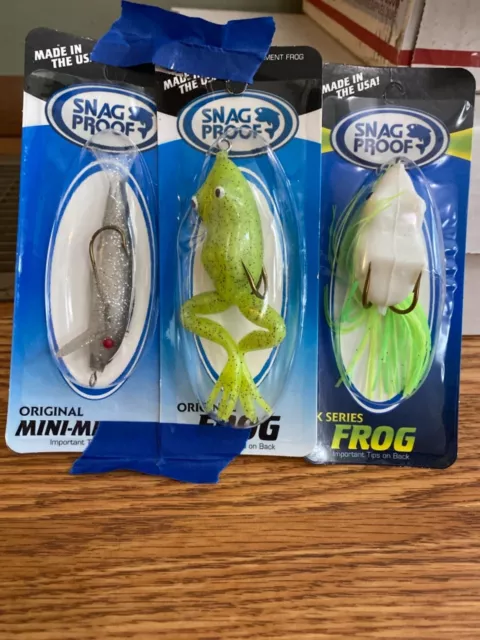 Topwater snag proof frogs and minnow lot of 3