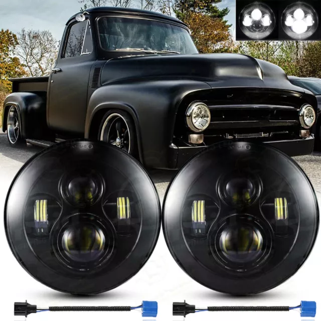 Pair 7" LED Headlights Hi/Low Beam For 1953-1977 Ford F-100 F-250 F-350 Pickup