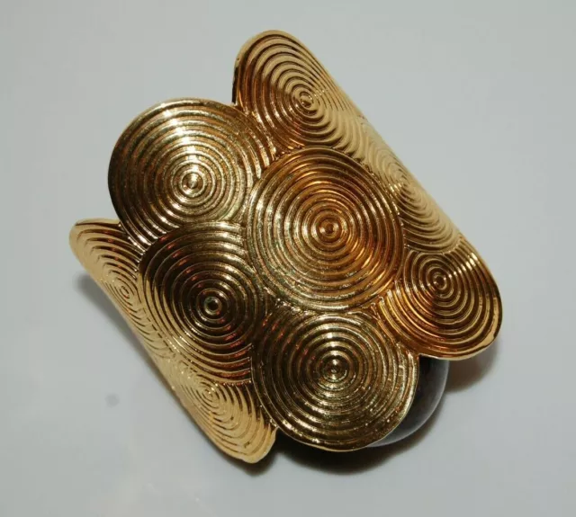 Cc Skye Byzantine Style Couture Large Bold Golden Circle Design Cuff Bracelet 2