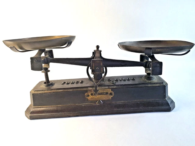 Balance Roberval En Fonte émaillée Bleue - 1950 - Vintage - Déco Ou Usage