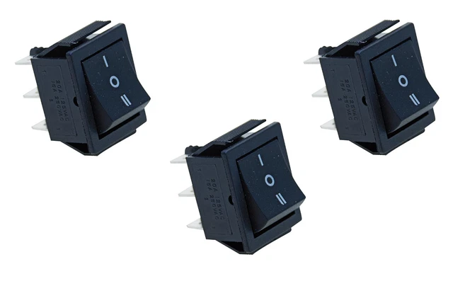 3pz Interruttore bilanciere doppio ON-OFF-ON 250V per 16A 32x25mm nero SP4474N-W