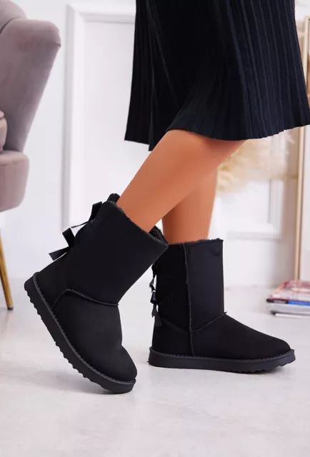 Bottes Fourrées Chaussures Hiver Femme Boots Bottines Neige Beige noir