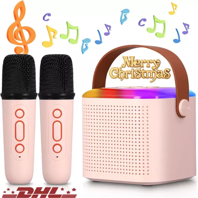 Mini Karaoke Anlage Maschine Mit 1Mikrofon Bluetooth LED Lautsprecher Party