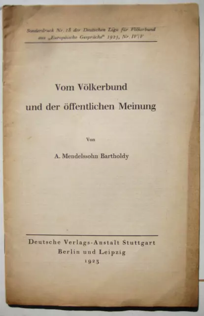 Bartholdy Vom Völkerbund und der öffentlichen Meinung Korfu Besetzung Mussolini