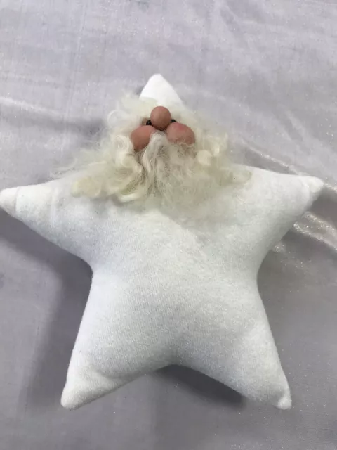 Primitive Olde-Time Santa Decoration Bowl Filler Holiday Christmas White Plush