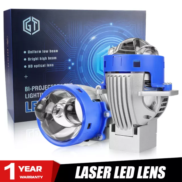 2X Bi LED Laser Lens 3 Inch Projector Lenses Headlight 12V 50000LM Universal LHD