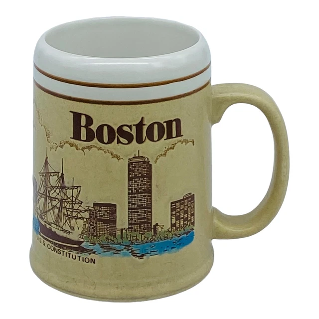 VTG Boston Skyline Coffee Stein Faneuil Hall U.S.S. Constitution NANCO Ceramic