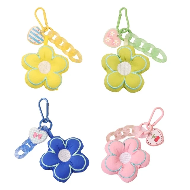 Flower Keychain Heart Pendant Keychain Accessories Earphone Cover Decoration