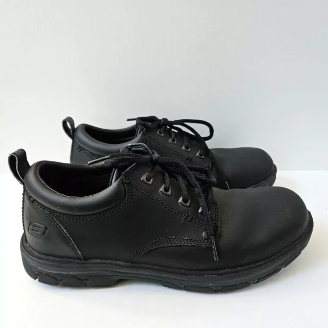 SKECHERS SHOES MENS 10 Oxfords Relaxed Fit Segment Rilar Black Oiled ...
