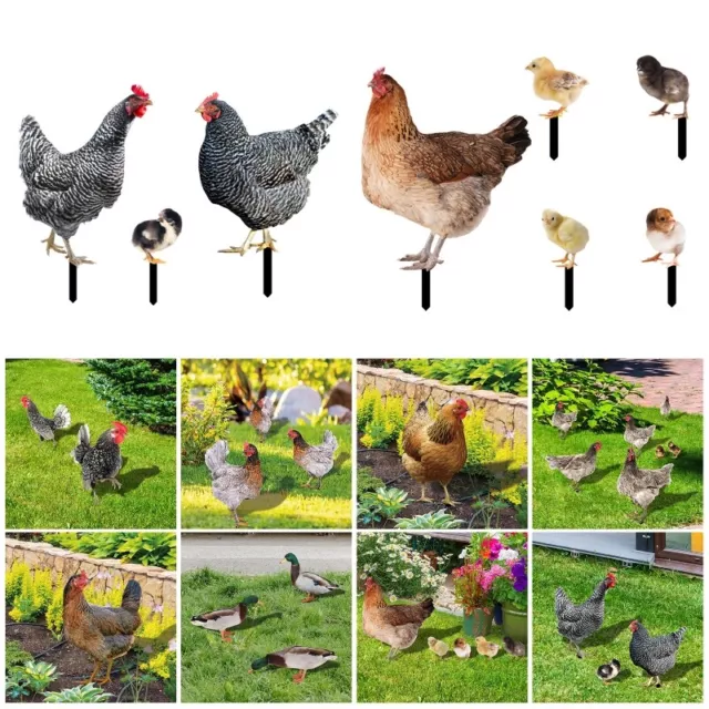 Chicken Hen Garden Stakes Acrylic Yard Signs Outdoor Sculpture Statue Ornaments