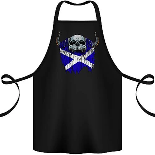 Scotland Flag Skull Scottish Biker Gothic Cotton Apron 100% Organic