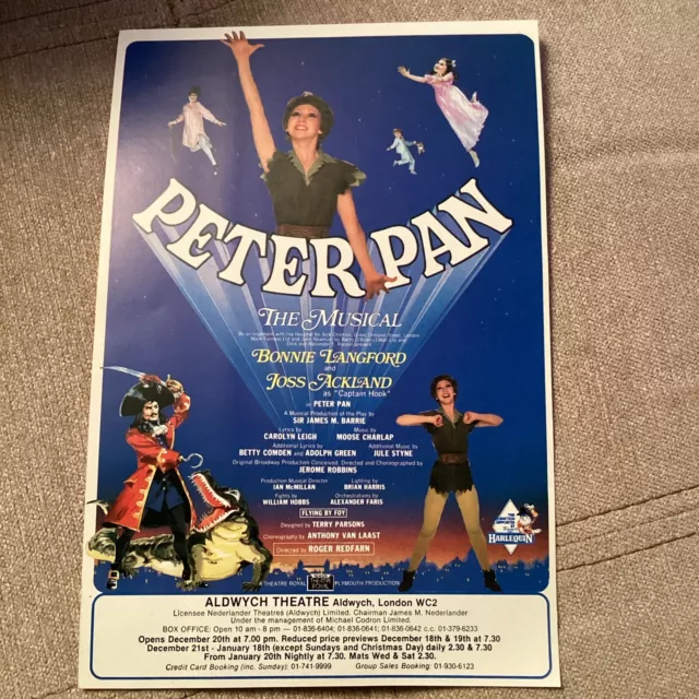 ALDWYCH THEATRE flyer PETER PAN  Bonnie Langford, Joss Auckland