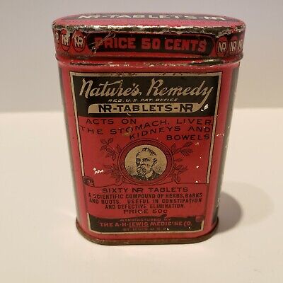 Vintage Tin Nature's Remedy NR Tablets, AH Lewis Medicine Co
