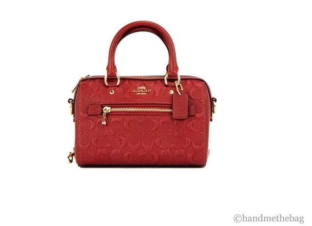 Coach (CC944) Mini Rowan 1941 Red Embossed Logo Leather Crossbody Handbag Coach (CC944) Mini Rowan 1941 Red Embossed Logo Leather Crossbody Handbag