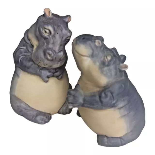 Franklin Mint Hippo Salt & Pepper Shaker 1987 Noahs Ark Pair Two by 2 for House