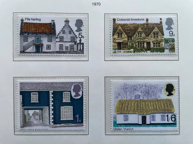 GB QE2 - SG815 to 818 - Set of 4 British Rural Architecture Stamps 1970 MNH