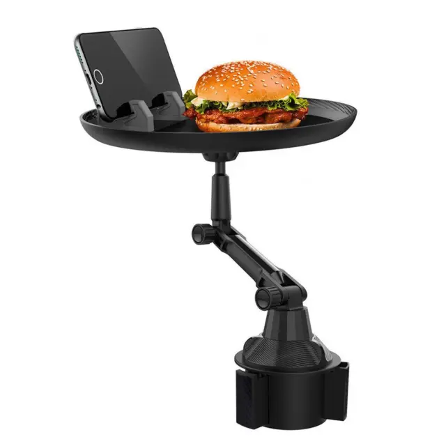 Adjustable Car Tray Table Drink Bottle Holder 360° Swivel Food Table Phone Mount