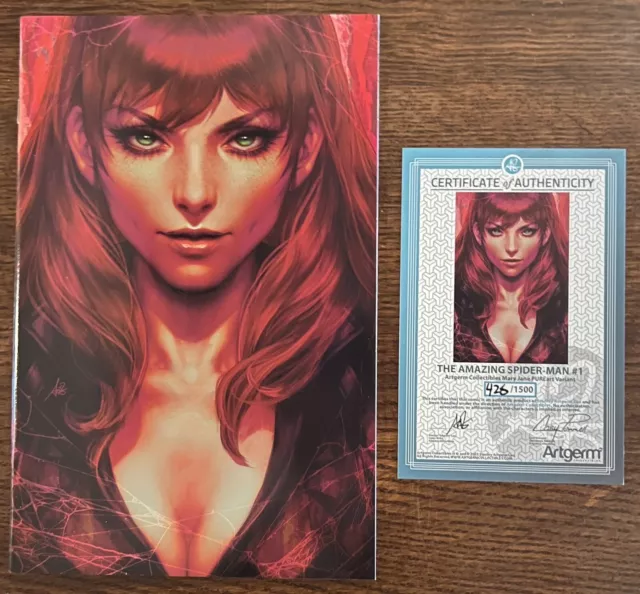 The Amazing Spiderman #1 Mary Jane Artgerm Virgin PUREart Variant with COA NM