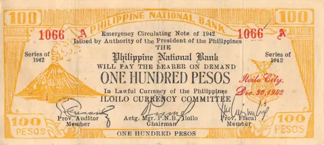 Philippines  100  Pesos  Series of 1942  WW II Issue  Circulated Banknote BBZ4