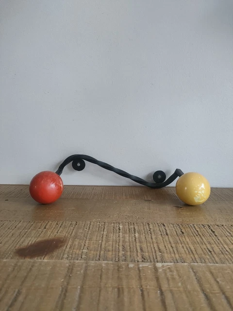 Porte-manteau Vintage 2 Patères En Fer Forgé Et Chromé - Ancien, Fabrication Française