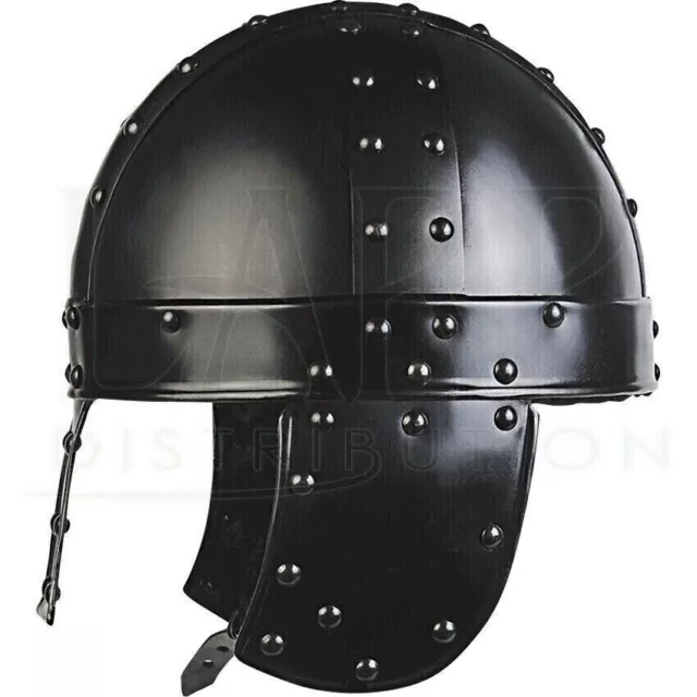 Black win Darkened Norman Helmet 18GA Steel Medieval W/Leather Liner Halloween
