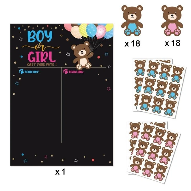 Gender Reveal Party  Gender Reveal Poster with 36 Boy and Girl Stickers 5