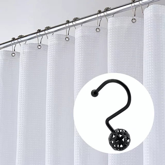 12PCS or 24pcs Rustproof Hollow Ball Shower Curtain Hooks Decorative Metal ShoDC